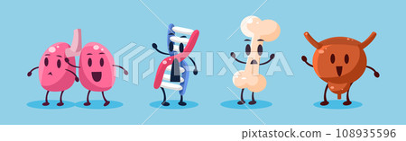 Funny Human Internal Body Organ Character Vector Set 108935596