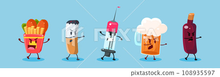 Bad Habits and Harmful Dependence Funny Character Vector Set 108935597