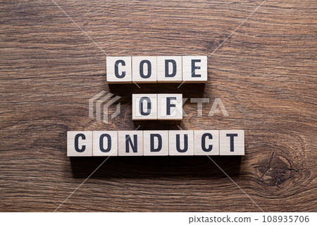 Code of conduct - word concept on building blocks, text Code of conduct - word concept on building blocks, text 108935706