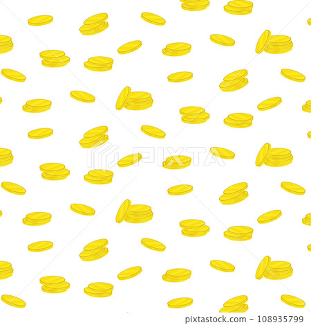 Golden coins hanukkah gelt spread on a white baklground  seamless pattern vetor ilustration. 108935799