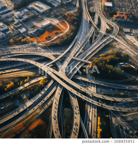 highway and overpass view from above 108935851