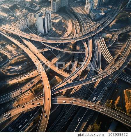 highway and overpass view from above 108935852