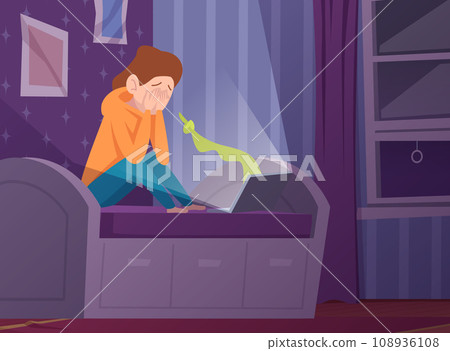 Cyberbullying background. Destructive online dialog people cyber violence exact vector cartoon background Cyberbullying background. Destructive online dialog people cyber violence exact vector cartoon background 108936108