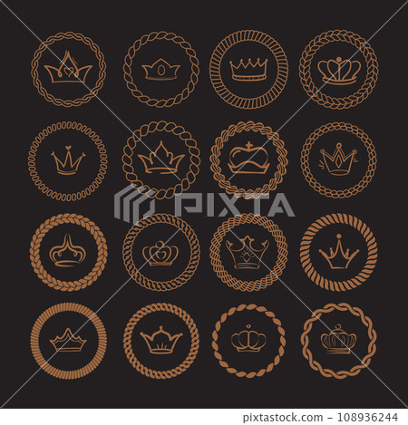 Luxury crowns. collection of different crowns. vector labels template 108936244