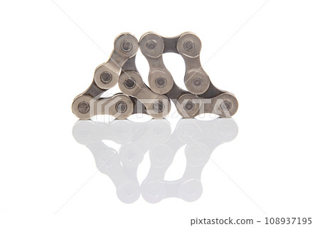 parts of bicycle chain links on white background 108937195