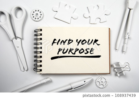 Find Your Purpose. White office desk with stationery 108937439