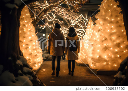 Couple enjoying illumination AI generated Couple enjoying illumination AI generated 108938302