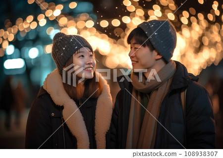 Couple enjoying illumination AI generated 108938307