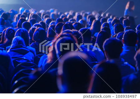 From above back view of businesspeople attending concert in stadium 108938497