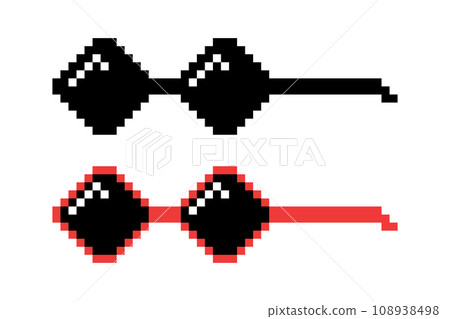 Vector Pixel Boss Glasses Icon Set in 8 bit Retro Style. Summer Meme Game Thug Design, Mafia Gangster Funky Sunglasses. Rap Music Design Element Vector Pixel Boss Glasses Icon Set in 8 bit Retro Style. Summer Meme Game Thug Design, Mafia Gangster Funky Sunglasses. Rap Music Design Element 108938498