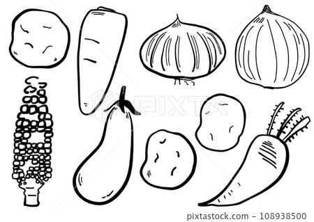 單色蔬菜插圖集 單色蔬菜插圖集 108938500