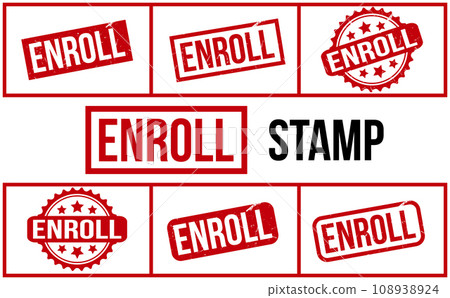 Enroll Rubber Stamp Set Vector Enroll Rubber Stamp Set Vector 108938924