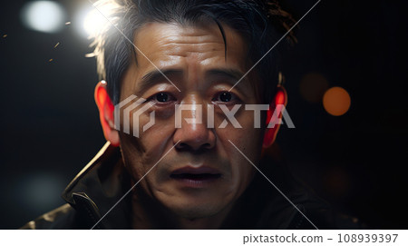 “AI-generated image” of a dumbfounded middle-aged man’s face 108939397
