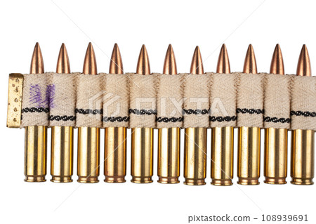 Retro vintage canvas ammo belt with cartridges 108939691