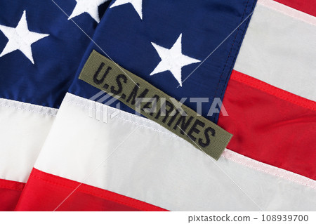 U.S. MARINES Branch Tape on national USA flag U.S. MARINES Branch Tape on national USA flag 108939700