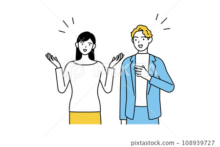 English conversation, Japanese woman talking in English with a white man 108939727