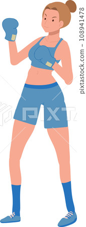 Active Sports Woman Boxing with Confidence. Powerful Female Boxer in Gym Workout Session Active Sports Woman Boxing with Confidence. Powerful Female Boxer in Gym Workout Session 108941478