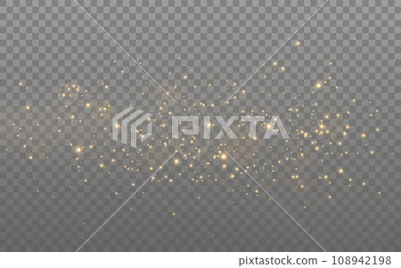 Glitter dust. Shiny gold particles. Luxury sparkling effect. Magic golden confetti. Christmas powder with bokeh. Glowing explosion for greeting card or invitation. Vector illustration Glitter dust. Shiny gold particles. Luxury sparkling effect. Magic golden confetti. Christmas powder with bokeh. Glowing explosion for greeting card or invitation. Vector illustration 108942198