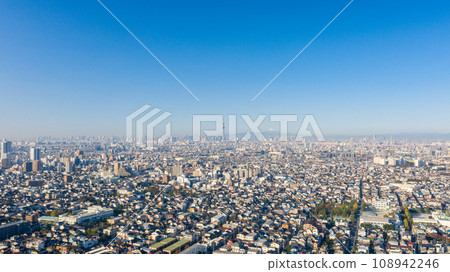 "Tokyo" drone takes pictures of the city center from near Edogawa and Yagiri "Tokyo" drone takes pictures of the city center from near Edogawa and Yagiri 108942246