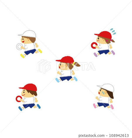 孩子們在運動會接力賽跑 108942613