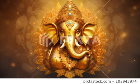illustration of Face Golden Lord Ganesha so beautiful and perfection illustration of Face Golden Lord Ganesha so beautiful and perfection 108943974
