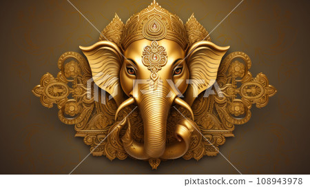 illustration of Face Golden Lord Ganesha so beautiful and perfection illustration of Face Golden Lord Ganesha so beautiful and perfection 108943978