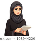 flat color, Islamic Muslim Woman Teacher With Hijab illustration Generate Ai 108944220