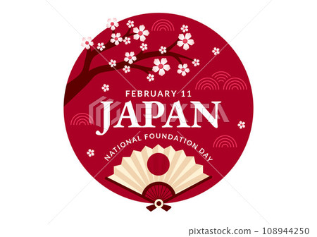 Happy Japan National Foundation Day Vector Illustration on February 11 with Famous Japanese Landmarks and Flag in Flat Kids Cartoon Background 108944250