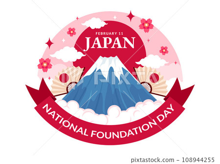 Happy Japan National Foundation Day Vector Illustration on February 11 with Famous Japanese Landmarks and Flag in Flat Kids Cartoon Background Happy Japan National Foundation Day Vector Illustration on February 11 with Famous Japanese Landmarks and Flag in Flat Kids Cartoon Background 108944255