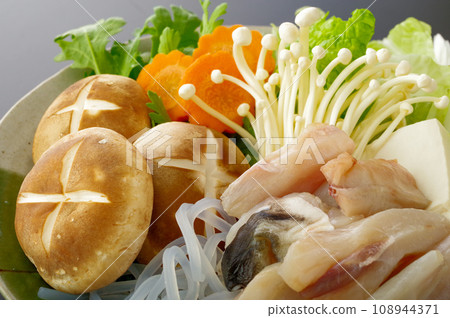 盤子裡河豚火鍋的用料 盤子裡河豚火鍋的用料 108944371
