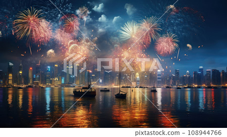 Hong Kong Happy New Year Festival and Firework 108944766