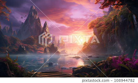 A beautiful mountains landscape during sunrise A beautiful mountains landscape during sunrise 108944782