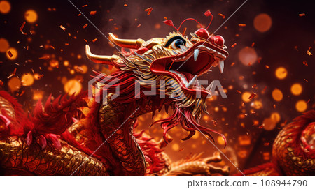 A Dragon Golden Chinese New Year 2024 A Dragon Golden Chinese New Year 2024 108944790
