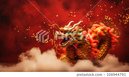 A Dragon Golden Chinese New Year 2024 A Dragon Golden Chinese New Year 2024 108944791