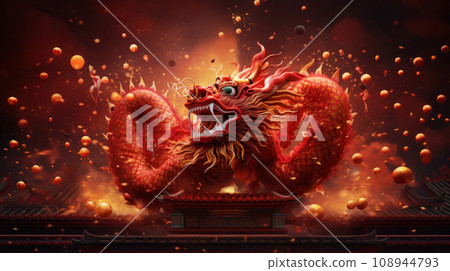 A beautiful Dragon Golden Chinese New Year 2024 A beautiful Dragon Golden Chinese New Year 2024 108944793
