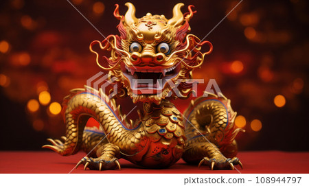 A beautiful Dragon Golden Chinese New Year 2024 A beautiful Dragon Golden Chinese New Year 2024 108944797
