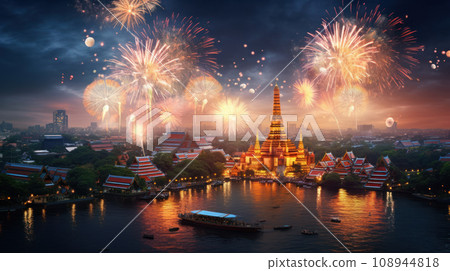 Bangkok Happy New Year Festival and Firework 108944818