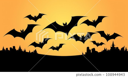 Halloween Silhouette Black bat on the isolated background 108944943