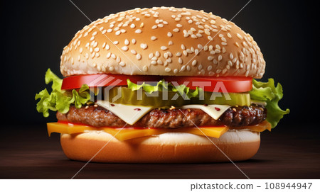Hamburger on the isolated background 108944947
