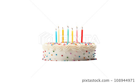 Cake with birthday candles on the transparent background Cake with birthday candles on the transparent background 108944971