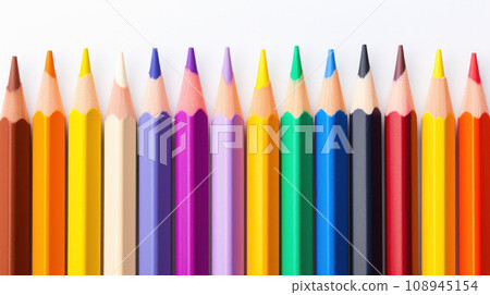 multicolored pencils on white background 108945154