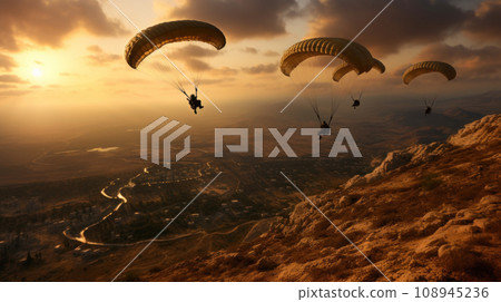 soldiers use paragliders in battle 108945236
