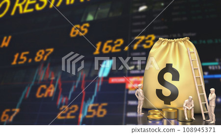 The Money Bag and Business man  3d rendering. The Money Bag and Business man  3d rendering. 108945371