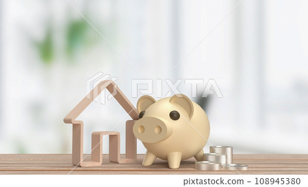 The Piggy Bank and House for earn or saving money concept 3d rendering 108945380