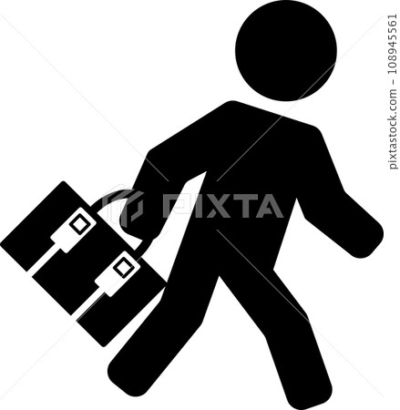 Pictogram illustration of a person holding a bag Pictogram illustration of a person holding a bag 108945561
