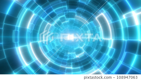 Blue energy tunnel with glowing bright electric magic lines scientific futuristic hi-tech abstract background 108947063