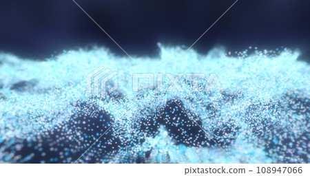 Blue waves from energy particles magical glowing high tech futuristic light dots abstract background Blue waves from energy particles magical glowing high tech futuristic light dots abstract background 108947066