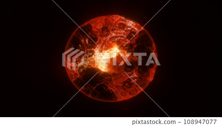 Energy abstract yellow sphere of glowing liquid plasma, electric magic round energy ball background 108947077