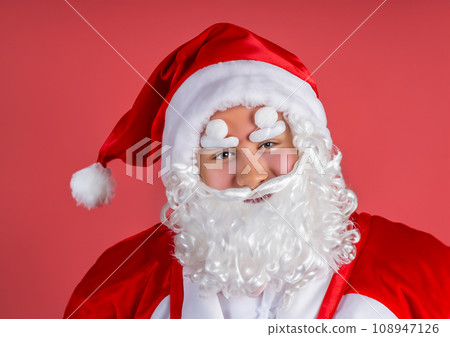 Christmas image photo, AI-generated image of a smiling white man cosplaying as Santa Claus 108947126