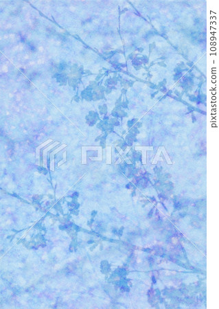 天藍色日本紙上的櫻花剪影藝術 天藍色日本紙上的櫻花剪影藝術 108947337